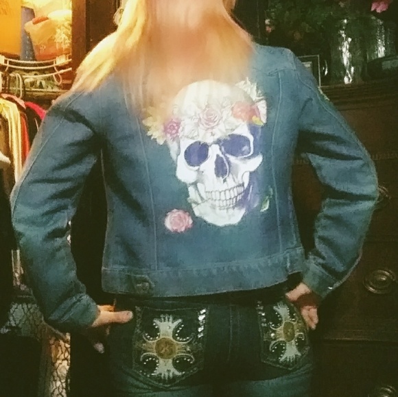 Skull blue jean jacket - Picture 2 of 8